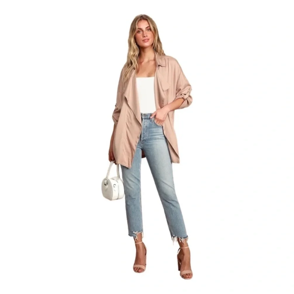 Lulu's Blush Pink Open Front Jacket - Picture 3 of 16